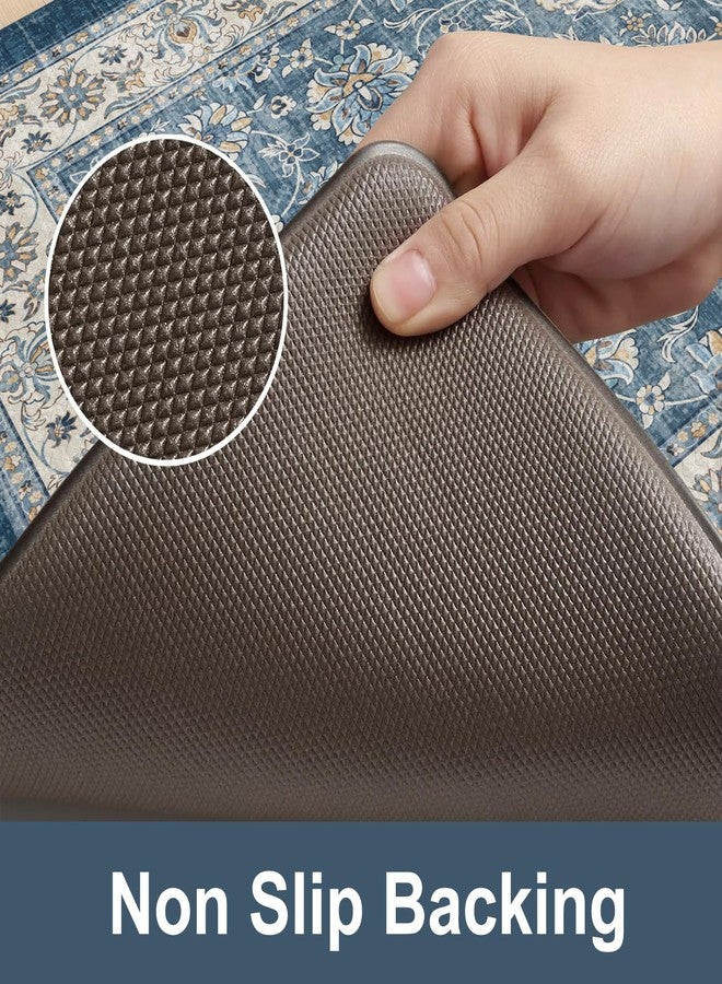 KIMODE Anti Fatigue Kitchen Mats 17.3" x 47"+17.3" x 29", Boho Blue Kitchen Rugs Sets of 2, Non Slip Waterproof Kitchen Floor Mats, Vintage Memory Foam Kitchen Mat for Sink, Laundry, Desk - Image 4