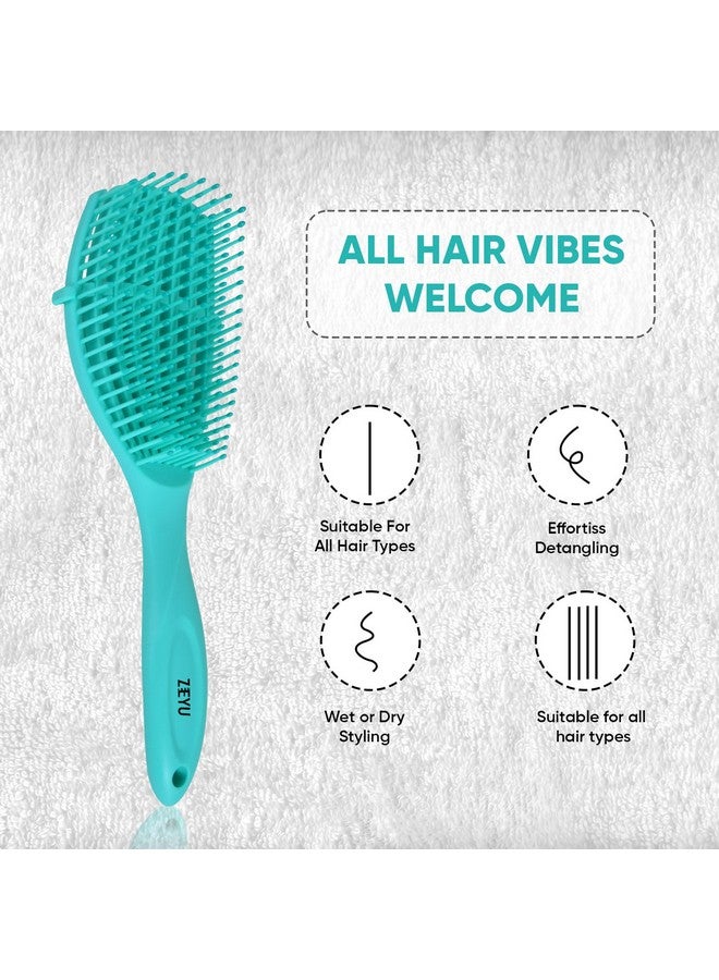 Zeyu Detangler Hair Brush for Curly Hair Comb for Women Men & Kids | Flexible & Soft Nylon Bristles Hair Brush for Men & Women | Curly Hairs Comb | Hair Brush for Long/Short/Straight/Curly Hair (Green) - Image 5