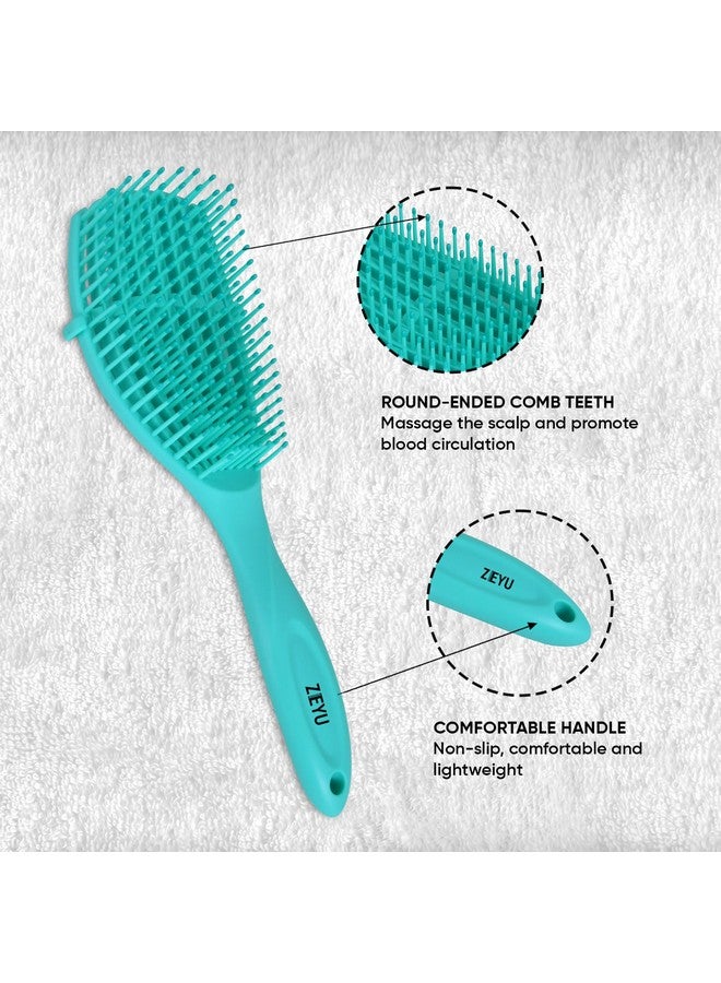 Zeyu Detangler Hair Brush for Curly Hair Comb for Women Men & Kids | Flexible & Soft Nylon Bristles Hair Brush for Men & Women | Curly Hairs Comb | Hair Brush for Long/Short/Straight/Curly Hair (Green) - Image 3