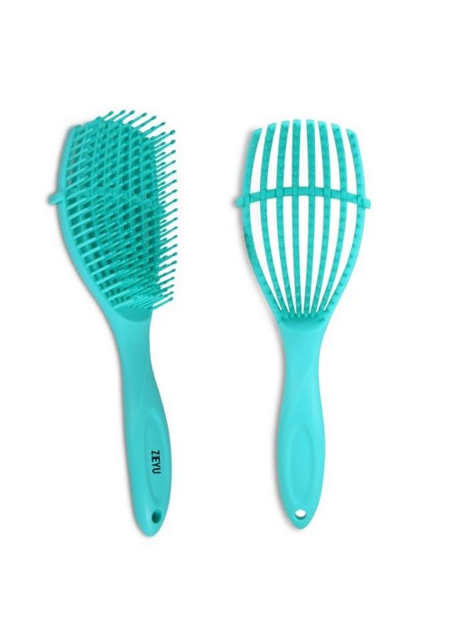 Zeyu Detangler Hair Brush for Curly Hair Comb for Women Men & Kids | Flexible & Soft Nylon Bristles Hair Brush for Men & Women | Curly Hairs Comb | Hair Brush for Long/Short/Straight/Curly Hair (Green) - Image 1