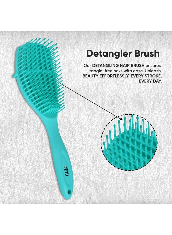 Zeyu Detangler Hair Brush for Curly Hair Comb for Women Men & Kids | Flexible & Soft Nylon Bristles Hair Brush for Men & Women | Curly Hairs Comb | Hair Brush for Long/Short/Straight/Curly Hair (Green) - Image 2