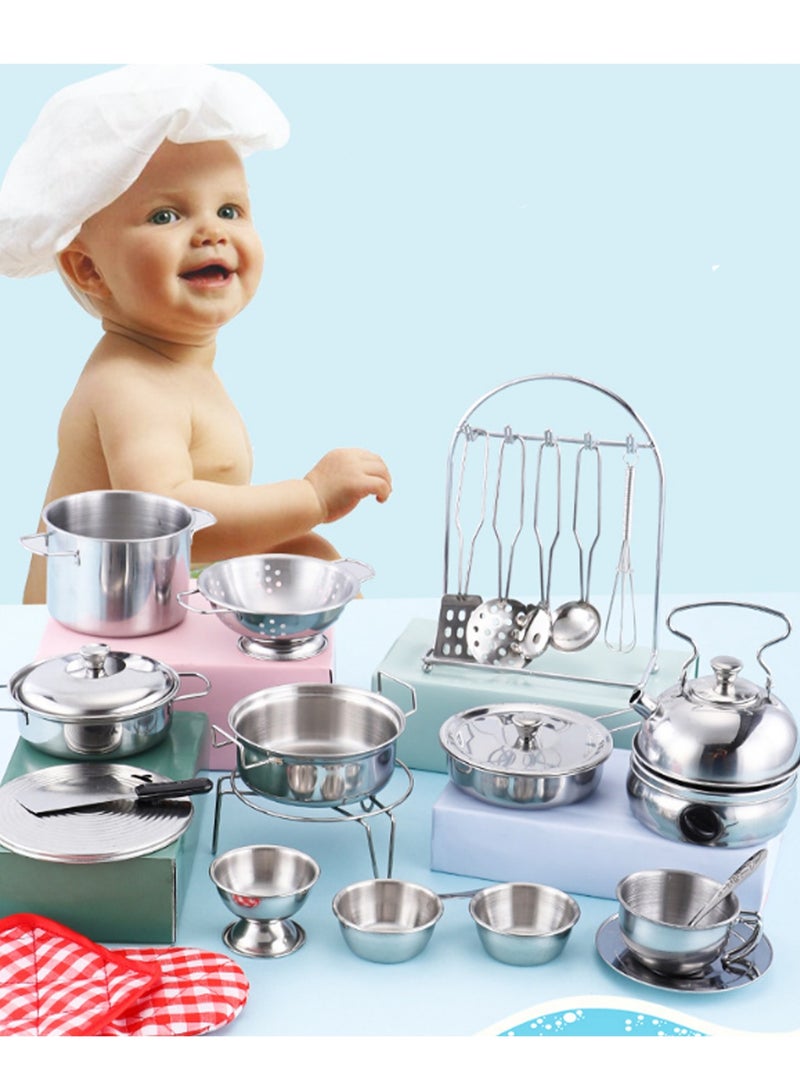 Coal Stove Set, Mini Kitchen Role Play Accessories, Small Size Stainless Steel Cookware, Cooking Utensils, Toy Pots, Educational Toys For Kids, Toddlers, Boys And Girls - Image 2