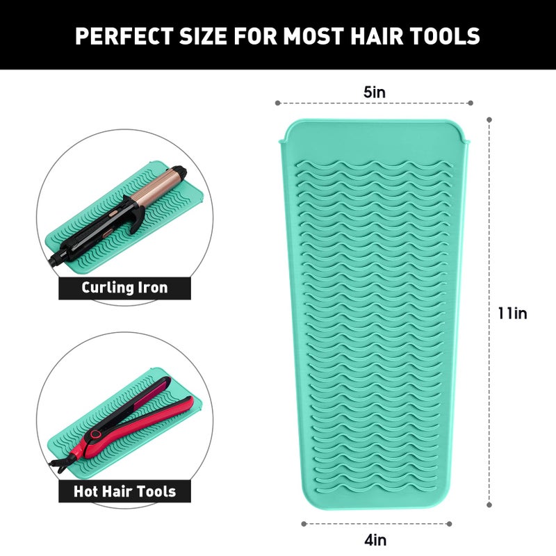 Zaxop Resistant Silicone Mat Pouch For Flat Iron  Curling Iron Hot Hair Tools (Mintgreen) - Image 2