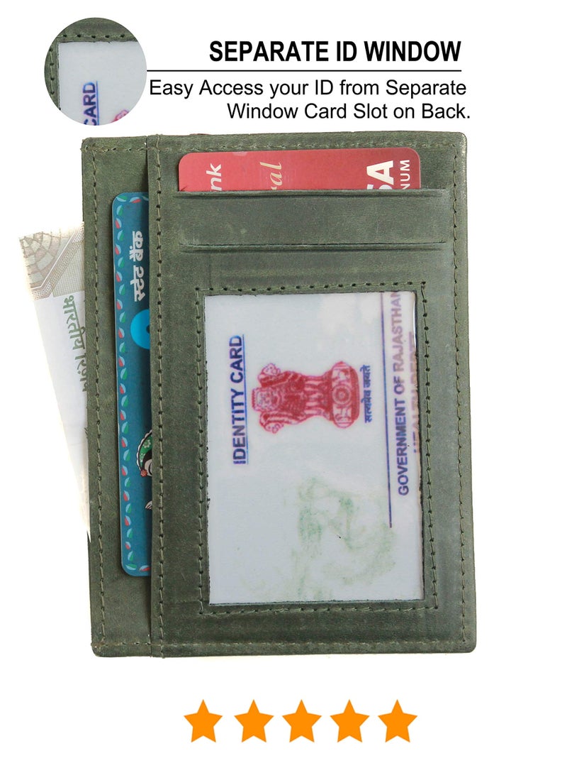 Husk N Hoof RFID Protected Leather Credit Card Holder Wallet for Man Women | Card Holder for Men Woman | Hunter Green - Image 3