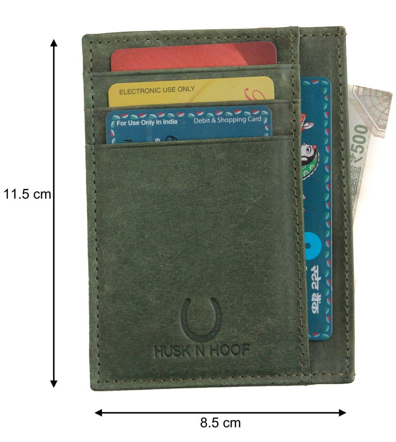 Husk N Hoof RFID Protected Leather Credit Card Holder Wallet for Man Women | Card Holder for Men Woman | Hunter Green - Image 5