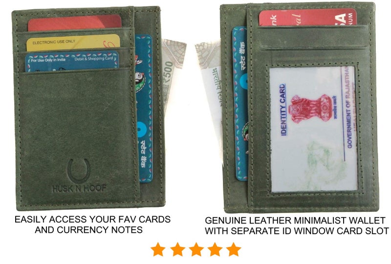 Husk N Hoof RFID Protected Leather Credit Card Holder Wallet for Man Women | Card Holder for Men Woman | Hunter Green - Image 4