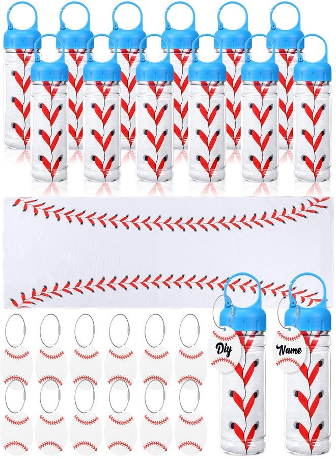 Hahafelt 12 Pack Baseball Cooling Towels with Baseball Acrylic Luggage Tags, 40"x12" Breathable Chilly Ice Towel for Neck with Plastic Container, Sport Towel for Players Team Gift Sport Party Favors - Image 1