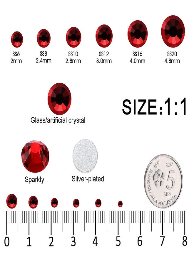 MEIBITE 4240Pcs Dark Red Flatback Rhinestones 6 Sizes Crystal Diamonds for Nail Art Crafts Clothes Shoes with Tweezers and Picking Pen - Image 2