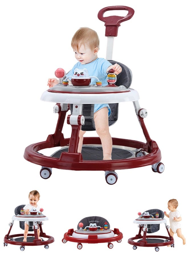 ريوليو مشاية أطفال بعجلات، مركز أنشطة مزود بعجلات صامتة وتصميم مضاد للانقلاب، قابلة للطي وبتعديل 5 مستويات للارتفاع، مناسبة للأولاد والبنات من عمر 6 إلى 18 شهرًا، مع مسند قدم ومقبض - Image 1
