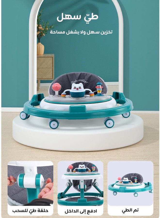 ريوليو مشاية أطفال بعجلات، مركز أنشطة مزود بعجلات صامتة وتصميم مضاد للانقلاب، قابلة للطي وبتعديل 5 مستويات للارتفاع، مناسبة للأولاد والبنات من عمر 6 إلى 18 شهرًا، مع مسند قدم ومقبض - Image 3