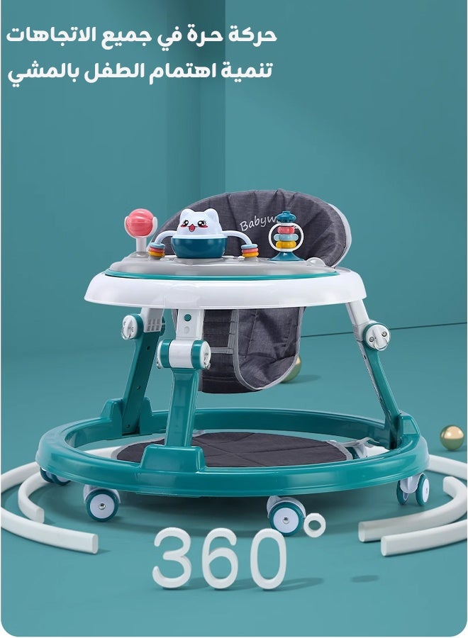 ريوليو مشاية أطفال بعجلات، مركز أنشطة مزود بعجلات صامتة وتصميم مضاد للانقلاب، قابلة للطي وبتعديل 5 مستويات للارتفاع، مناسبة للأولاد والبنات من عمر 6 إلى 18 شهرًا، مع مسند قدم ومقبض - Image 5