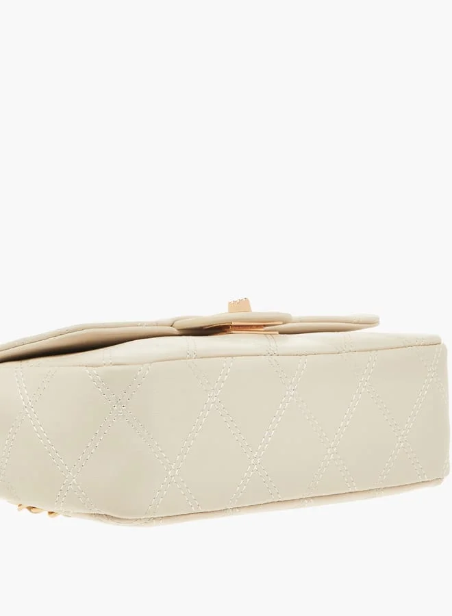 Flora Bella By Shoexpress Womens Quilted Shoulder Bag With Twist Lock Closure And Chain Strap