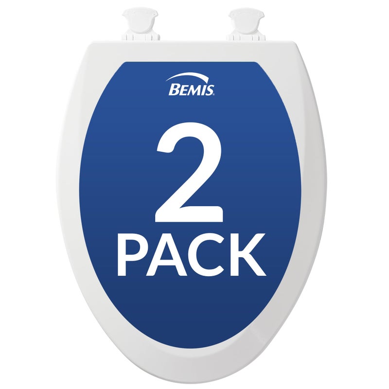 Bemis 1500EC Durable Wood Toilet Seat with Easy Clean Hinges, Made in USA, Elongated, White, 2-Pack - Image 1