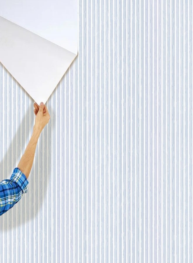 itechpanda Blue Stripe Wallpaper Peel and Stick Wallpaper Wall Paper Self Adhesive Liner Furniture Cabinet Contact Paper for Cabinet Shelf Drawer Liner Bedroom DIY Decor - Image 5