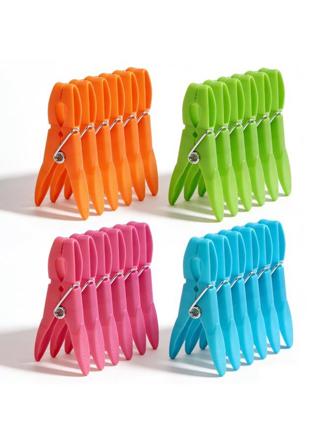 JABINCO Colorful Plastic Clothespins, Heavy Duty Laundry Clothes Pins Clips with Springs, Air-Drying Clothing Pin Set(24 Pack) - Image 1