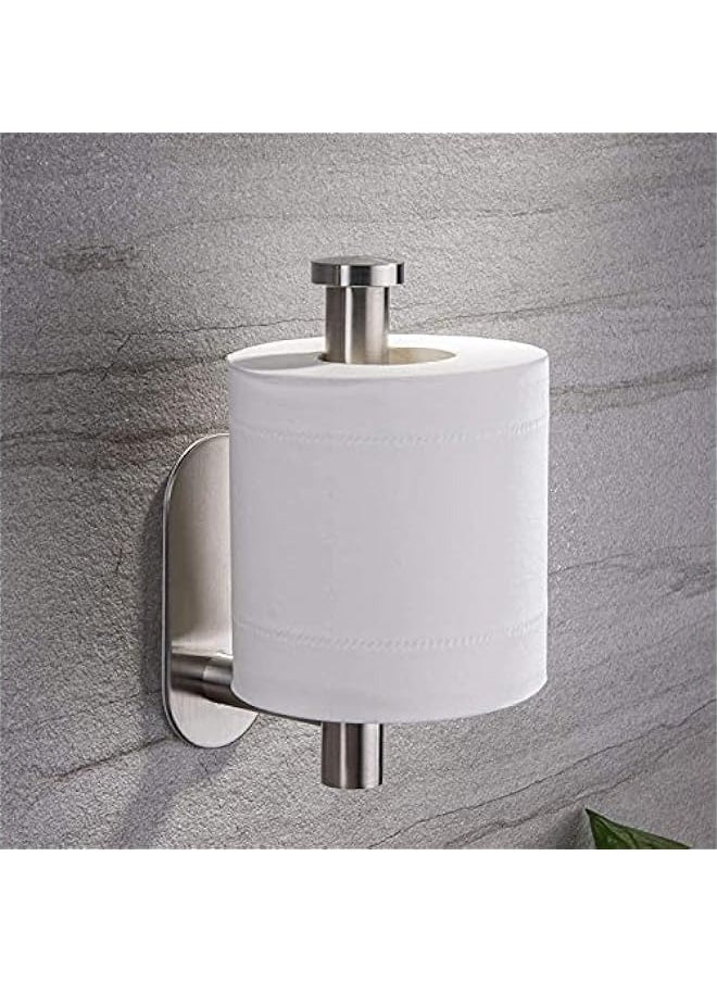 MIXDE Adhesive Toilet Paper Holder - Self Adhesive Toilet Roll Holder for Bathroom Kitchen Stick on Wall Stainless Steel Brushed(Silver-2pcs)  - Image 2