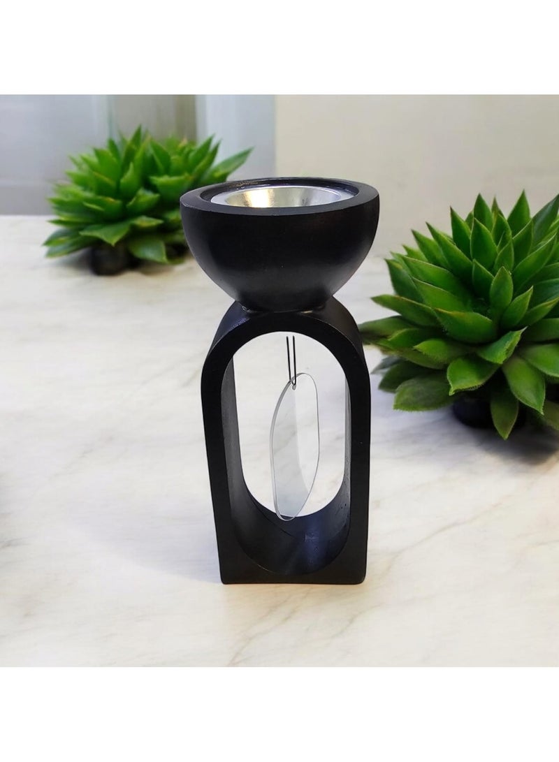 Lncense Burner And Candlestick  2 In 1  High Quality  black  - Image 1