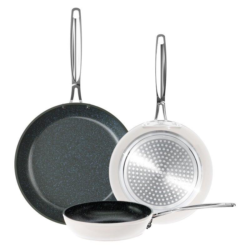 Nuwave 3-Piece 8â€, 10â€, 12â€ Forged Lightweight Frying Pan Set, G10 Healthy Duralon Blue Ceramic Ultra Non-Stick, Ergonomic Stay-Cool Handles, Induction-Ready & Works on All Cooktops - Image 1