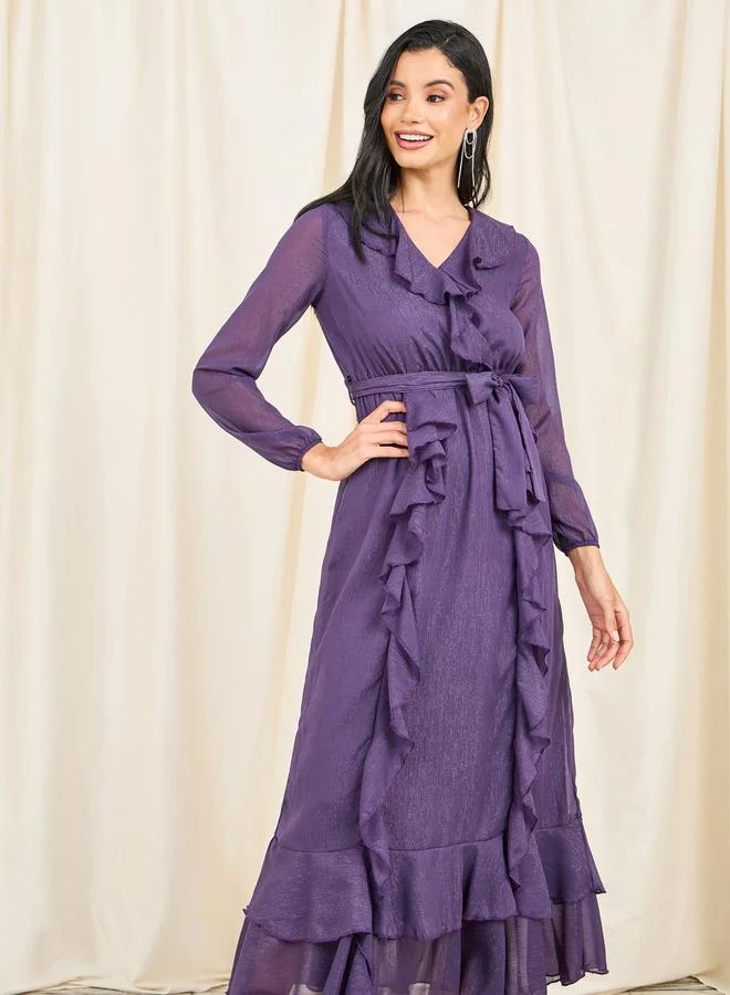 Styli Ruffled Chiffon Dress