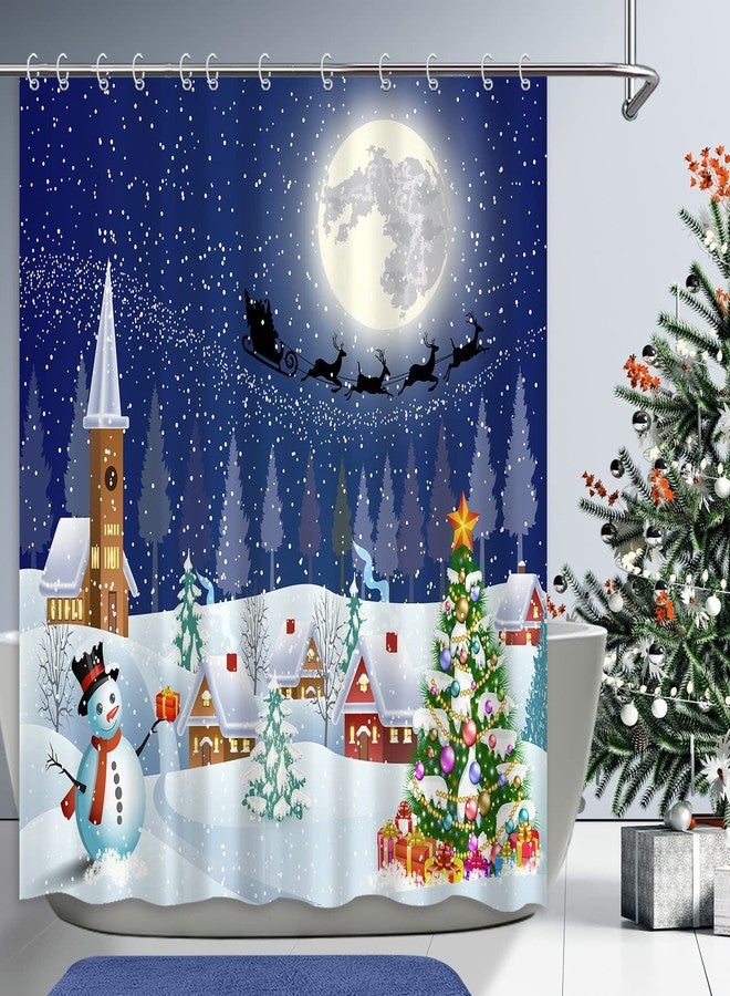 BIVINAR مجموعة ستارة دش عيد الميلاد BIVINAR، تصميم شتوي لطيف مع سانتا كلوز ورجل الثلج وشجرة عيد الميلاد، 72 72 بوصة - Image 3