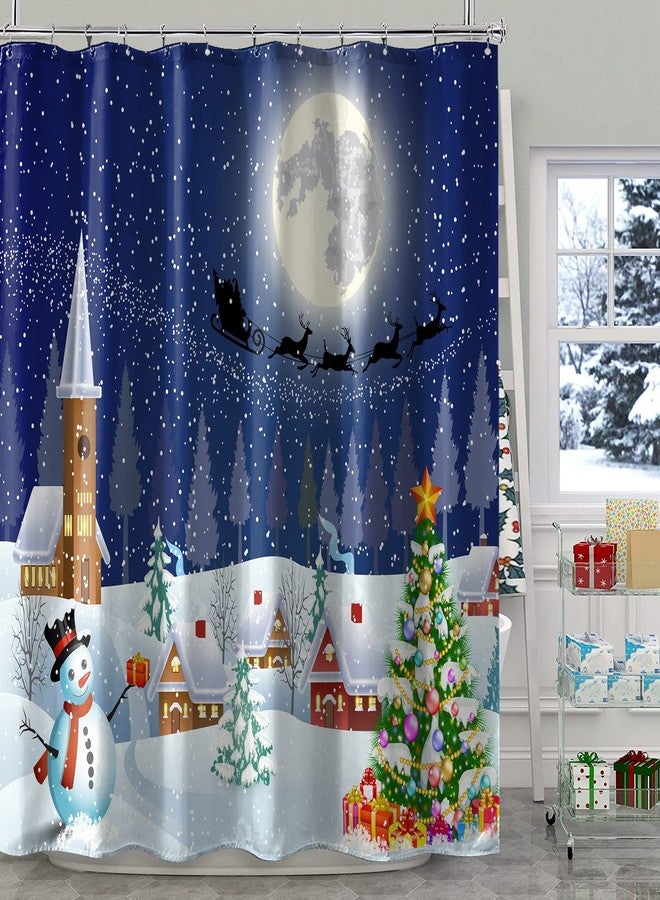 BIVINAR مجموعة ستارة دش عيد الميلاد BIVINAR، تصميم شتوي لطيف مع سانتا كلوز ورجل الثلج وشجرة عيد الميلاد، 72 72 بوصة - Image 2