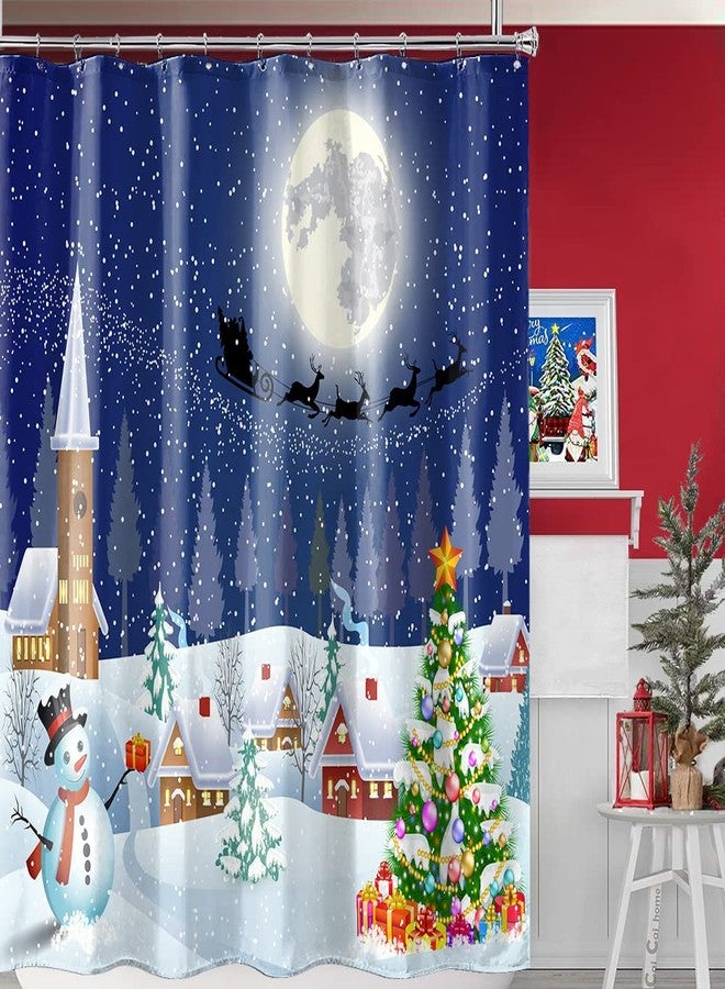 BIVINAR مجموعة ستارة دش عيد الميلاد BIVINAR، تصميم شتوي لطيف مع سانتا كلوز ورجل الثلج وشجرة عيد الميلاد، 72 72 بوصة - Image 4