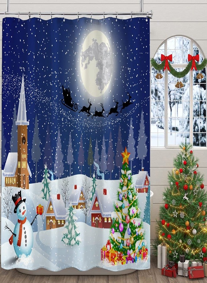 BIVINAR مجموعة ستارة دش عيد الميلاد BIVINAR، تصميم شتوي لطيف مع سانتا كلوز ورجل الثلج وشجرة عيد الميلاد، 72 72 بوصة - Image 5