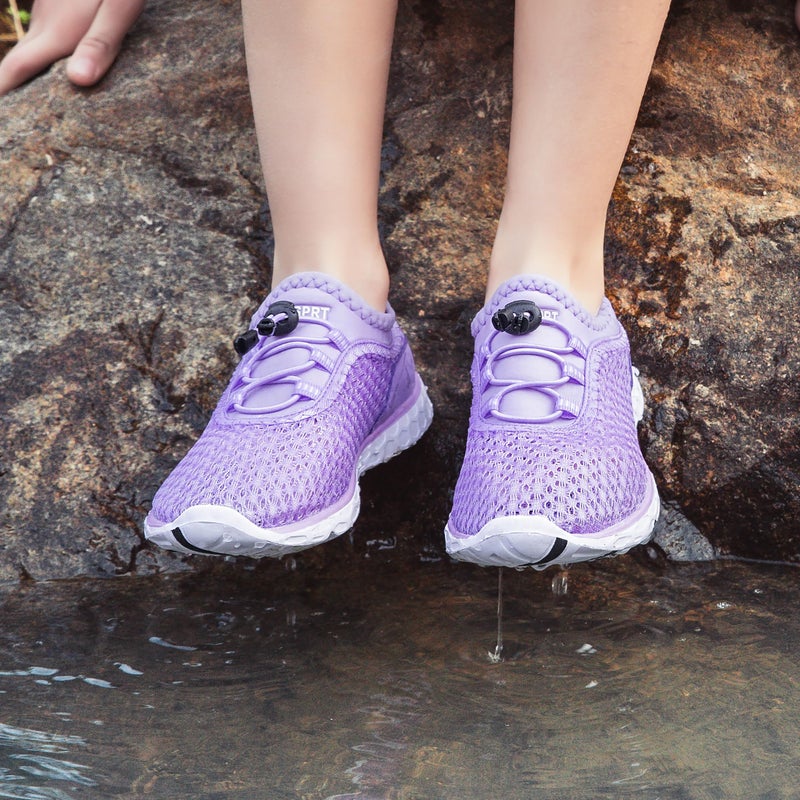 DOUSSPRT Water Shoes for Kids Boys Girls Quick Dry Beach Sports Swim Pool Aqua Shoes for Toddler/Little Kid/Big Kid Purple 10 - Image 3
