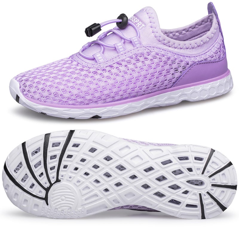 DOUSSPRT Water Shoes for Kids Boys Girls Quick Dry Beach Sports Swim Pool Aqua Shoes for Toddler/Little Kid/Big Kid Purple 10 - Image 1