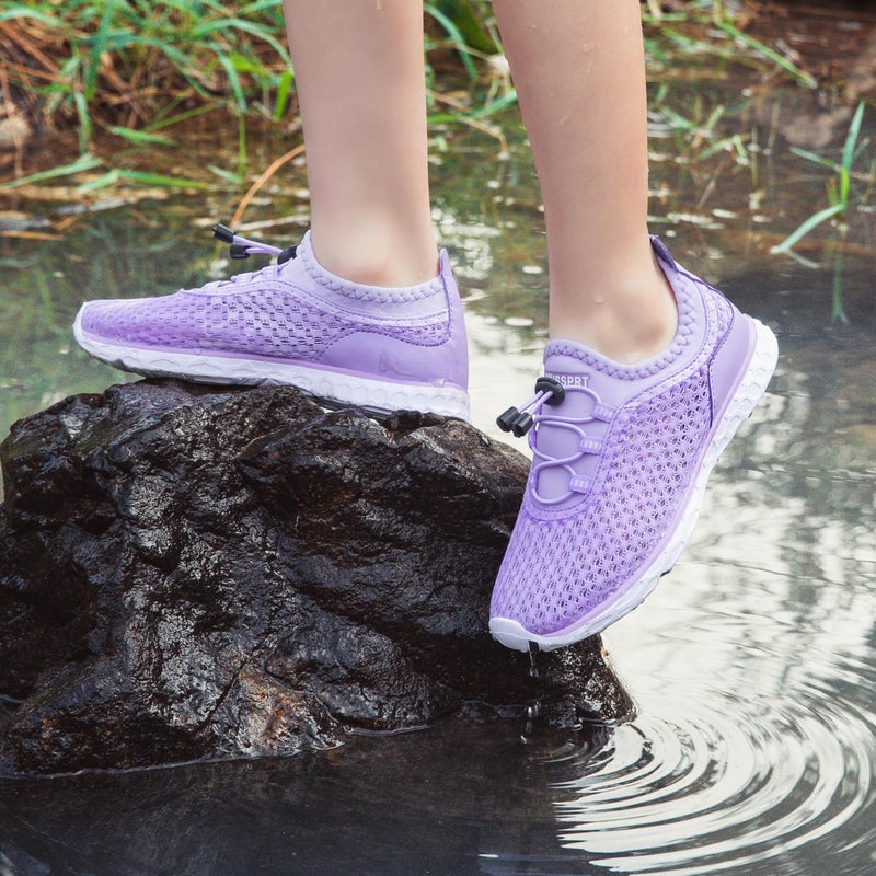 DOUSSPRT Water Shoes for Kids Boys Girls Quick Dry Beach Sports Swim Pool Aqua Shoes for Toddler/Little Kid/Big Kid Purple 10 - Image 2