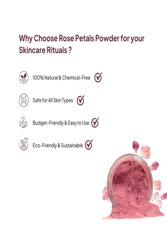 Vriksha Veda Rose Petals Powder 100% Natural Face Pack For Skin | Glow-Anti Ageing | Skin Glow | Skin Hydration-40gm - Image 5