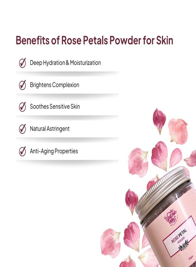 Vriksha Veda Rose Petals Powder 100% Natural Face Pack For Skin | Glow-Anti Ageing | Skin Glow | Skin Hydration-40gm - Image 3