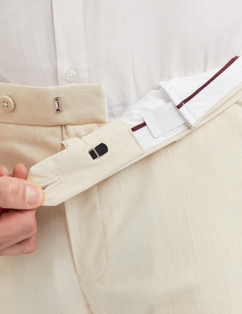 Peter England Men's Slim Fit Mid Rise Solid Formal Trouser Off White - Image 5
