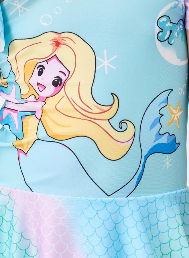 Styli Mermaid Print Ruffled Swimsuit - Image 3