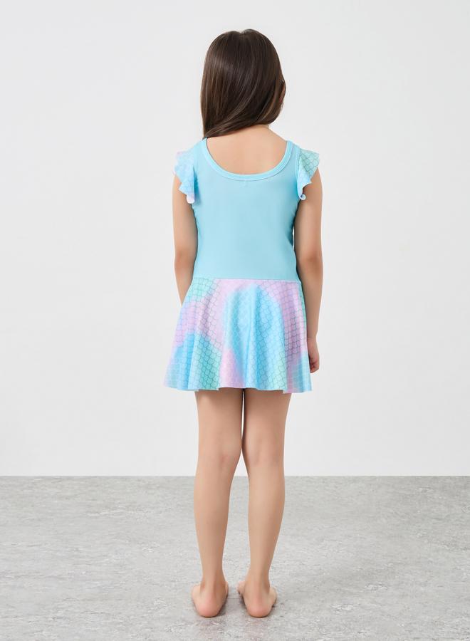 Styli Mermaid Print Ruffled Swimsuit - Image 4