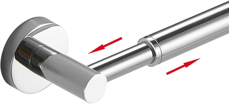 BESy Adjustable 15 to 26 Inch Single Bath Towel Bar Rack for Bathroom Accessories SUS304 Stainless Steel Towel Holder, Wall Mount with Screws Hand Towel Bar Rod Hotel Style, Polished Chrome - Image 1