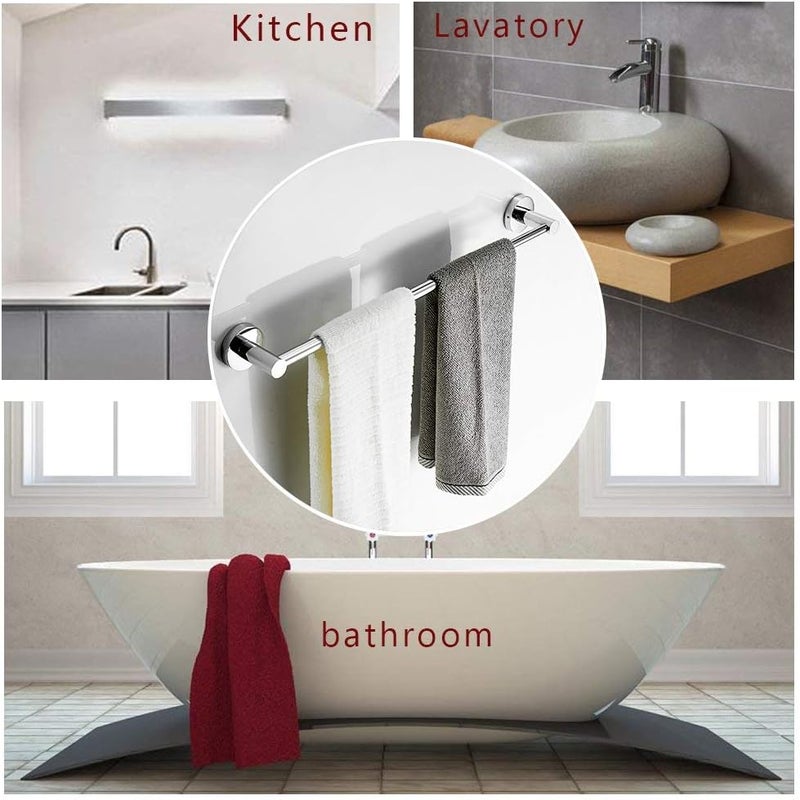 BESy Adjustable 15 to 26 Inch Single Bath Towel Bar Rack for Bathroom Accessories SUS304 Stainless Steel Towel Holder, Wall Mount with Screws Hand Towel Bar Rod Hotel Style, Polished Chrome - Image 3
