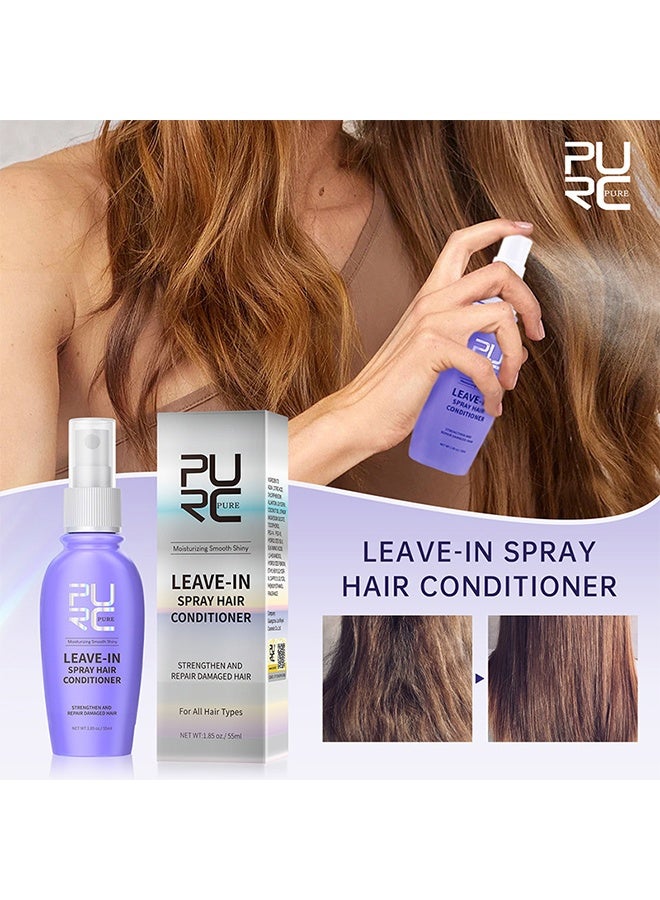 PURC Leave-In Spray Hair Conditioner, with Coconut Oil Strengthen and Repair Damaged Hair Moisturizing Hydrating Smooth Shiny Hair Leave in Conditioner Straightening Hair Oil 55ml - Image 2