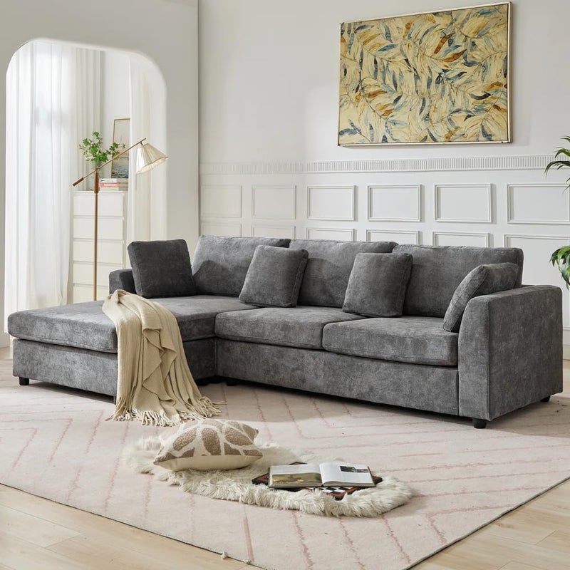 Modern 2-Piece Upholstered Sectional Sofa with Convertible Chaise Lounge - Gray, Left Hand Facing - Image 4