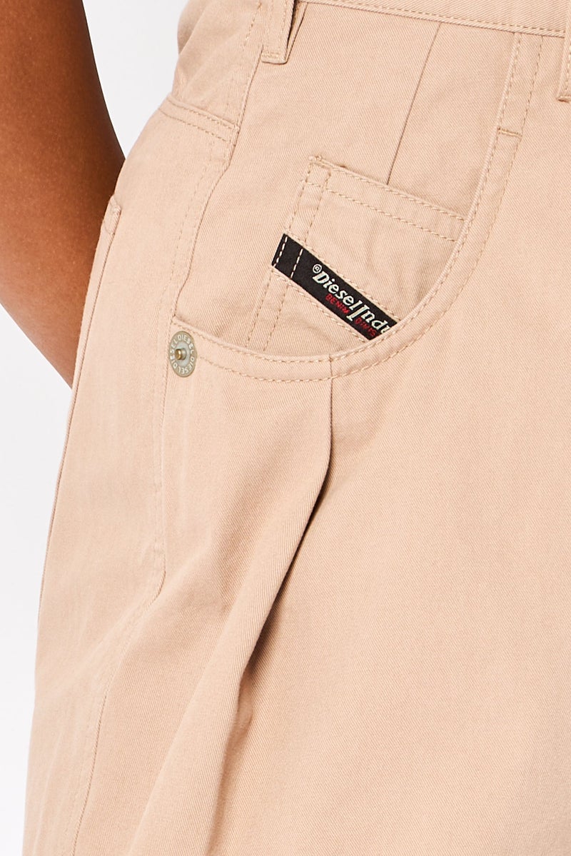 DIESEL Women Solid Basic Shorts, Tan - Image 3