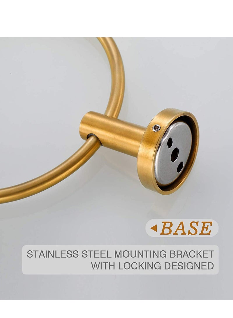 SOLARAE Brushed Gold Towel Ring, Hand Towel Holder for Bathroom, Kitchen, Durable SUS304 Stainless Steel, Modern Style, Bathroom Accessories Kit for Home - Image 4