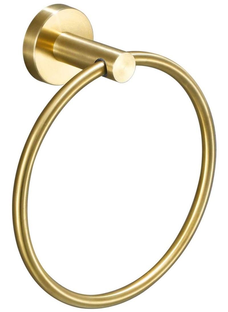 SOLARAE Brushed Gold Towel Ring, Hand Towel Holder for Bathroom, Kitchen, Durable SUS304 Stainless Steel, Modern Style, Bathroom Accessories Kit for Home - Image 1