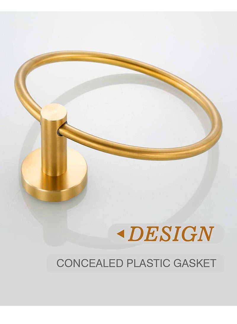 SOLARAE Brushed Gold Towel Ring, Hand Towel Holder for Bathroom, Kitchen, Durable SUS304 Stainless Steel, Modern Style, Bathroom Accessories Kit for Home - Image 5