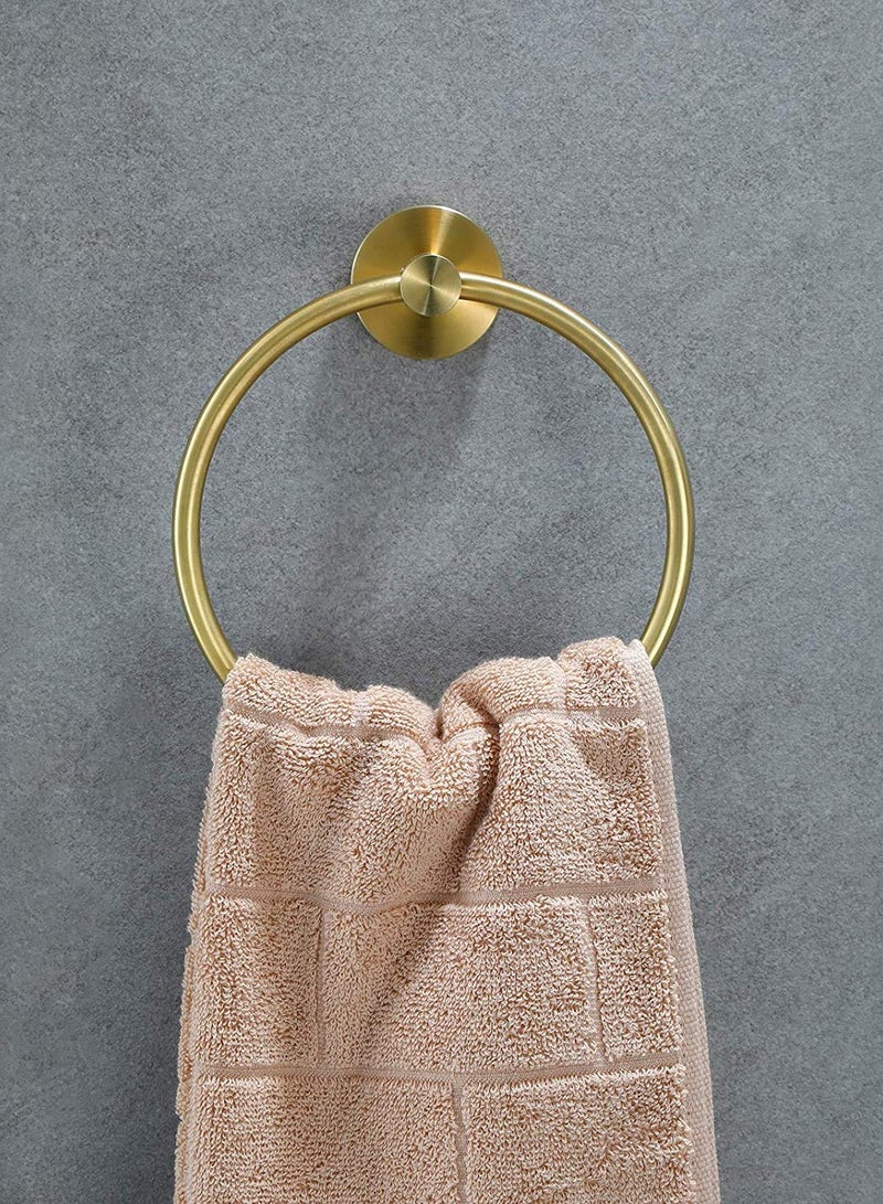 SOLARAE Brushed Gold Towel Ring, Hand Towel Holder for Bathroom, Kitchen, Durable SUS304 Stainless Steel, Modern Style, Bathroom Accessories Kit for Home - Image 3