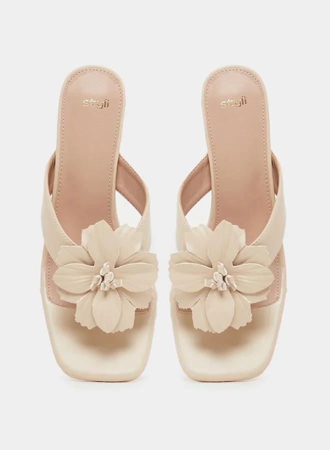 Styli Styli Flower Corsage Slip On Sandals