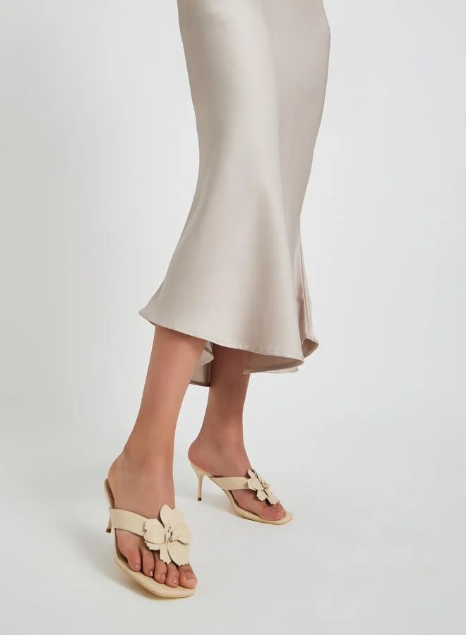 Styli Flower Corsage Slip On Sandals