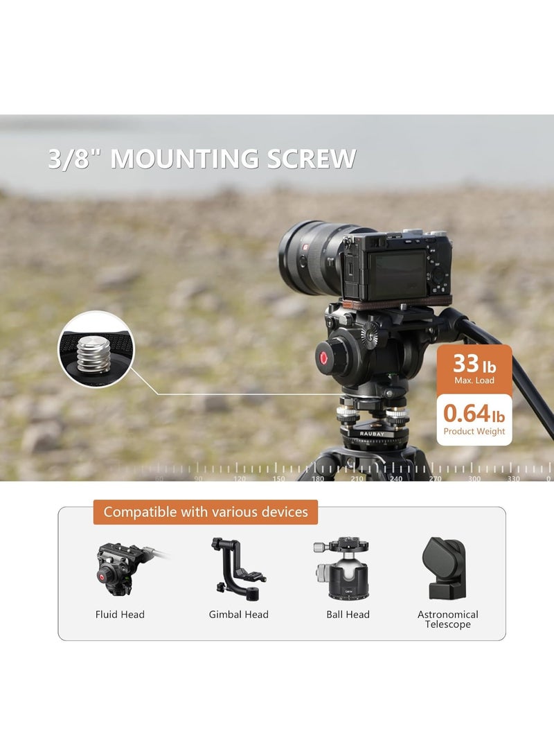 RAUBAY LB-01 Tripod Leveling Base – CNC Aluminum, ±6° Precision Adjustment, Detachable Magnetic Bubble Level, Universal 3/8" Mount, For Panoramic, Video Heads & Astronomical Telescopes - Image 4