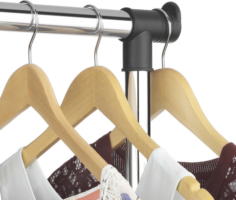 Whitmor Adjustable Garment Rack - Rolling Clothes Organizer in Black and Chrome - Image 4