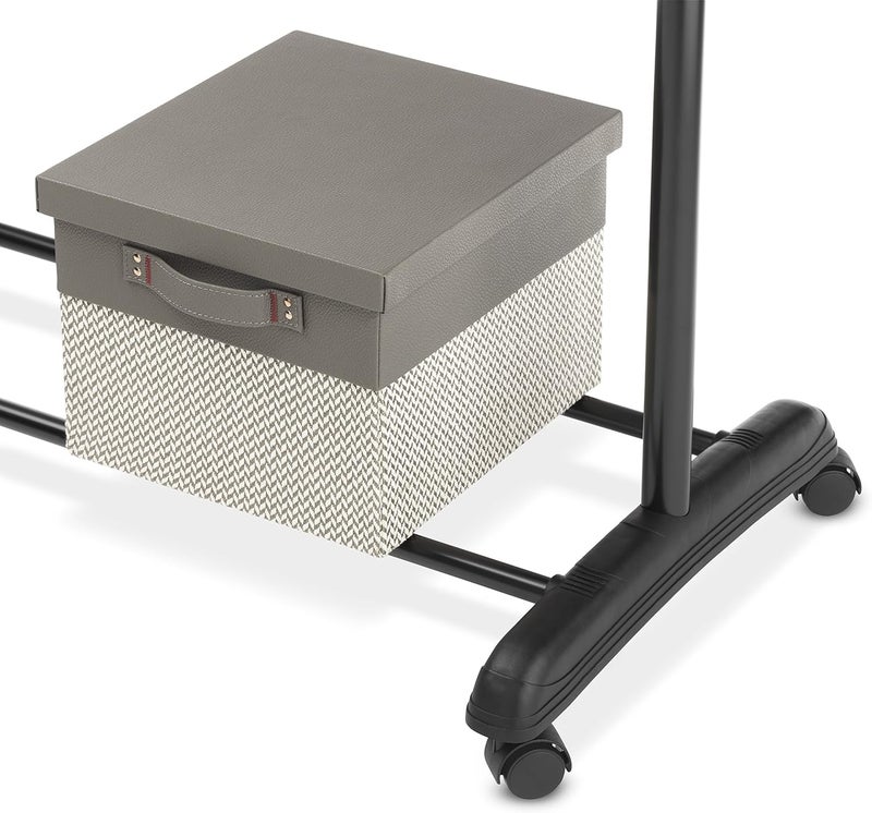 Whitmor Adjustable Garment Rack - Rolling Clothes Organizer in Black and Chrome - Image 5