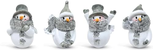 Ganz 15 Miniature Glittered Snowman Figurines  Set of 4 Assorted Styles